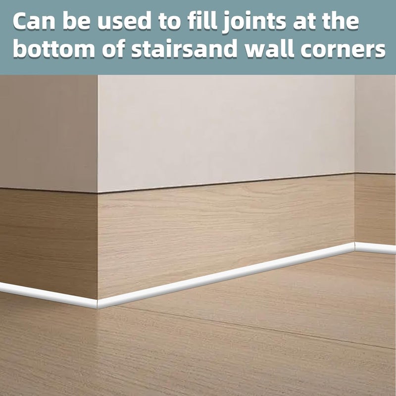 Conwang Flexible Quarter Round Molding,196 Inch Silicone Molding Trim Peel and Stick Baseboard Wall Trim,Self Adhesive Shoe Molding for Floor Edge Caulk Strip,Wall Edge,Corner,Stair Edge,Countertop - Image 5